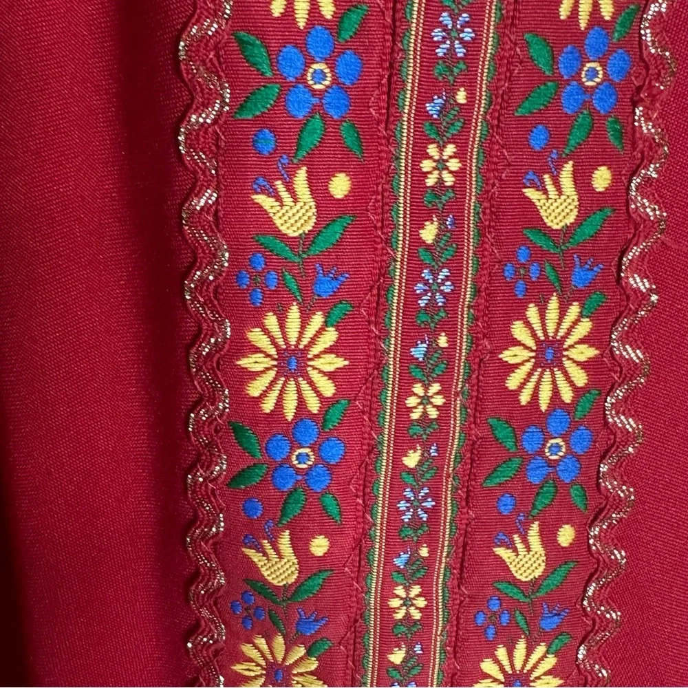 Vintage 60’s Red Embroidered Mini Dress app small